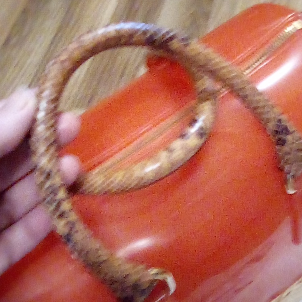 Furla rare Papaya Wicker Redish Orange Like New Dust bag Tags Care Card Included - Picture 8 of 11